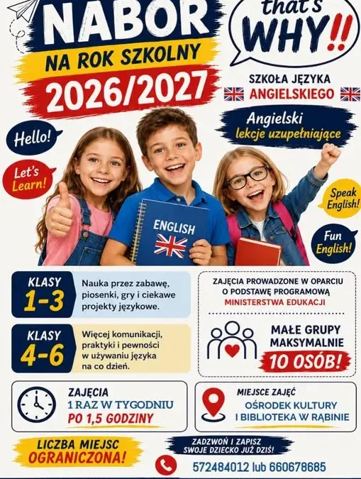 Nabór na lekcje języka angielskiego w Rabinie – zapisy do 30 września