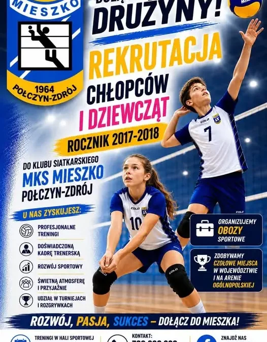 MKS Mieszko Połczyn-Zdrój zaprasza dzieci na treningi siatkówki