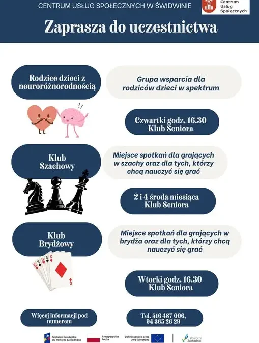 Świdwin: Centrum Usług Społecznych zaprasza do bezpłatnych grup zainteresowań
