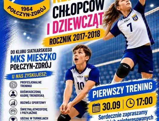 Pierwszy trening siatkówki dla dzieci z roczników 2017–2018 w Połczynie-Zdroju