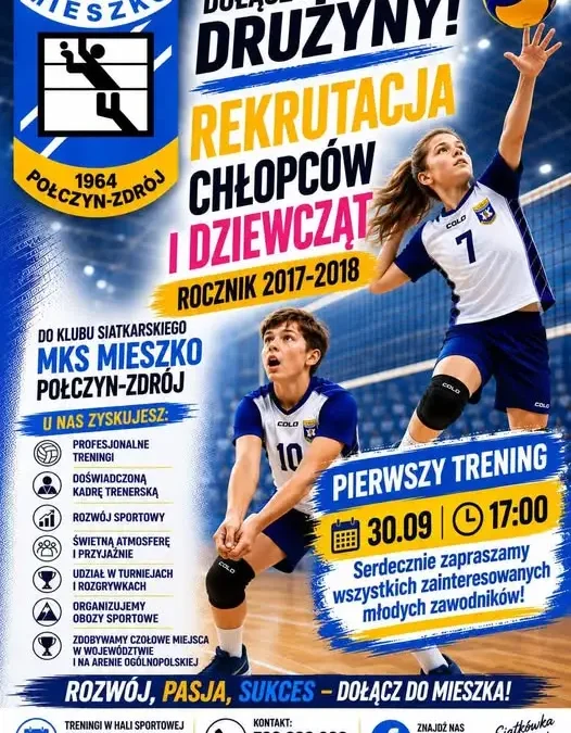 Pierwszy trening siatkówki dla dzieci z roczników 2017–2018 w Połczynie-Zdroju
